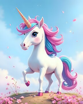 illustration de P&eacute;gase les ailes d&eacute;ploy&eacute;es en pleine nature