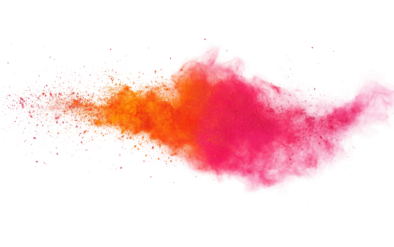 Scattered Vibrant Holi Gulal Powder in Artistic Style, Symbolizing Celebration, Tradition, and Fun in the Festival of Colors Isolated on transparent background.
