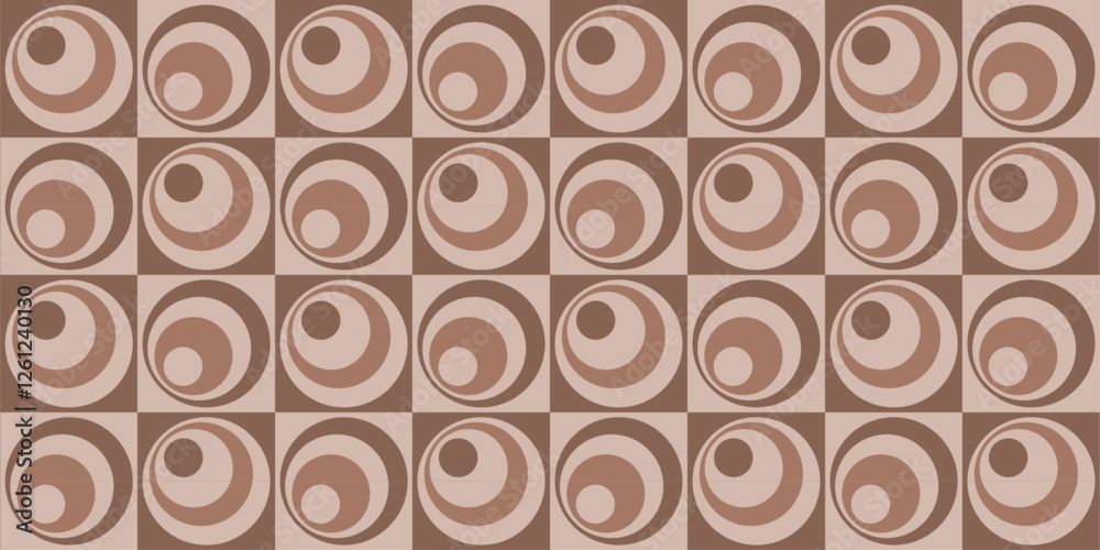 Leinwandbilder scandinavian style geometric circle seamless pattern. abstract background in mocha mousse color