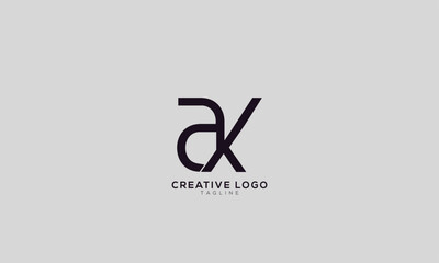 AX AK Abstract initial monogram letter alphabet logo design