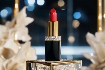 Red Lipstick on Crystal Display