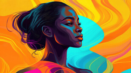 Flowing abstract portrait of a woman celebrating empowerment for Women’s History Month