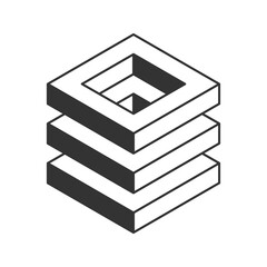 Stylish isometric illustration of stacked squares creating a nested, receding effect.  Perfect for concepts of depth, layers, complexity, or technology.