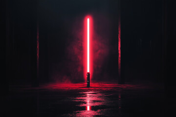Red lightsaber isolated on a black background