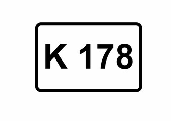 Illustration eines Kreisstraßenschildes der K 178 in Deutschland	