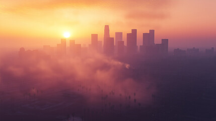 Fototapeta premium Smoggy city. Air pollution. Industries
