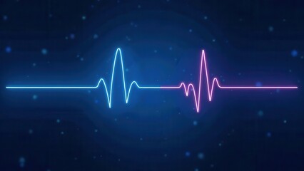 Heart beat pulse electrocardiogram rhythm on blue background