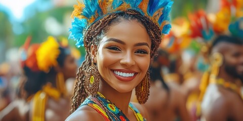 Fototapeta premium Vibrant samba dancer celebrating rio carnival