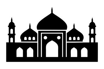 Islamic mosque silhouette vector illustration,  mosque cion silhouette vector 