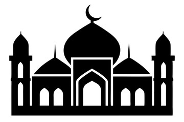 Islamic mosque silhouette vector illustration,  mosque cion silhouette vector 