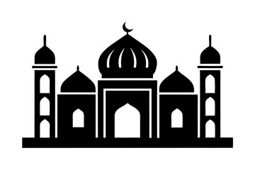 Islamic mosque silhouette vector illustration,  mosque cion silhouette vector 