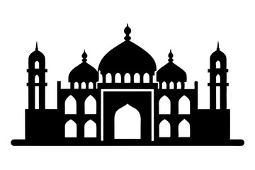 Islamic mosque silhouette vector illustration,  mosque cion silhouette vector 