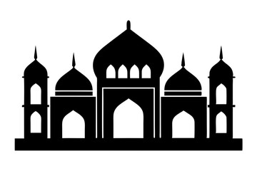 Islamic mosque silhouette vector illustration, 