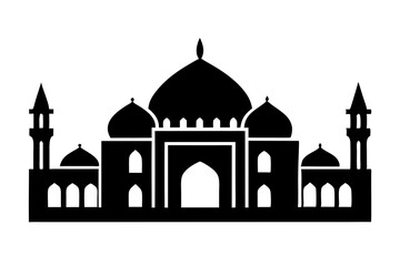 Islamic mosque silhouette vector illustration,  mosque cion silhouette vector 