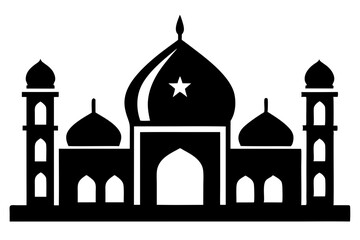 Islamic mosque silhouette vector illustration,  mosque cion silhouette vector 