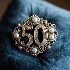Gold and Pearl Birthday Brooch
