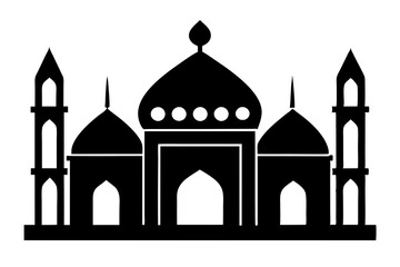 Islamic mosque silhouette vector illustration,  mosque cion silhouette vector 