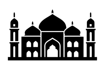 Islamic mosque silhouette vector illustration,  mosque cion silhouette vector 