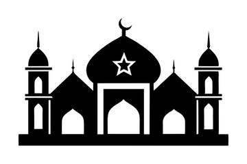 Islamic mosque silhouette vector illustration,  mosque cion silhouette vector 