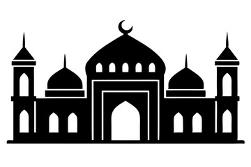 Islamic mosque silhouette vector illustration, 