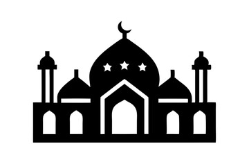 Islamic mosque silhouette vector illustration,  mosque cion silhouette vector 