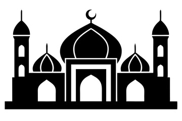 Islamic mosque silhouette vector illustration,  mosque cion silhouette vector 