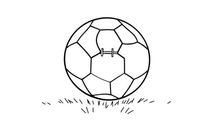 Fototapeta premium A simple soccer ball outline drawing, black and white, designed for coloring or creative projects.