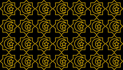 Seamless Islamic ornament in the form of a crescent moon inside an octagon