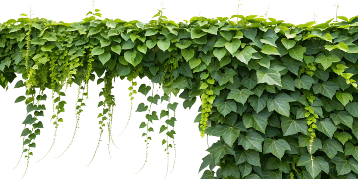 Lush green vine with cascading leaves in sunlight