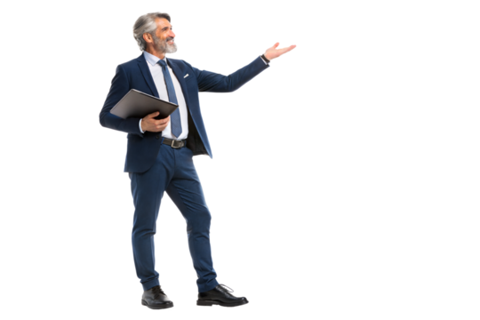 Businessman presenting in formal attire indoors