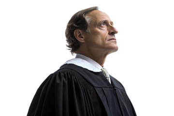 Judge in contemplation, dressed formally