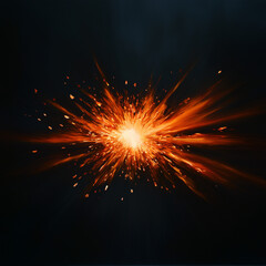 Obraz premium Dramatische Explosion mit leuchtendem Feuer und dynamischen Lichtstrahlen