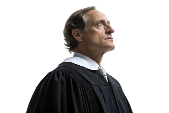 Judge in contemplation, dressed formally