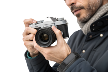 Photographer with a vintage camera