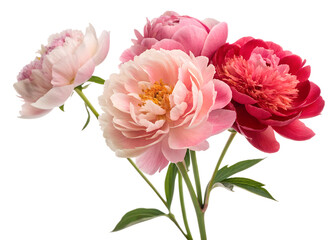 Colorful peonies in a delicate floral arrangement