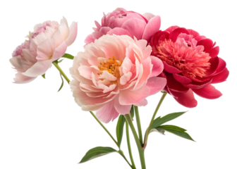 Colorful peonies in a delicate floral arrangement