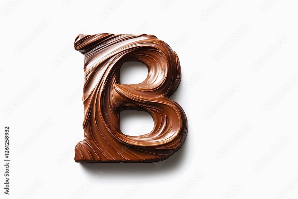 Fototapete letter b designed with flowing cocoa texture isolated on white background