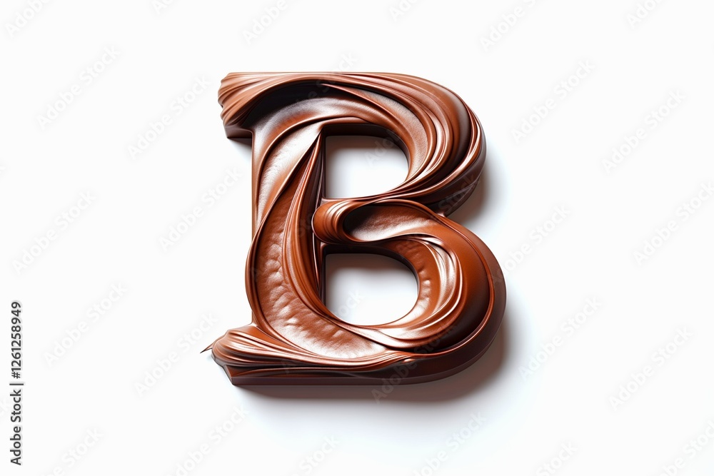 Fototapete letter b designed with flowing cocoa texture isolated on white background