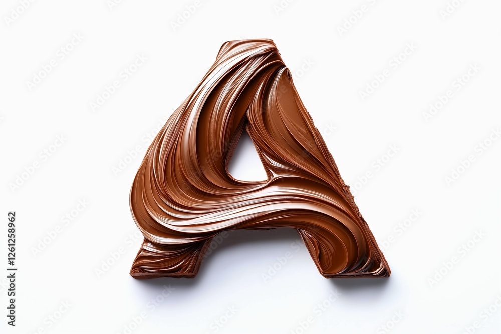 Fototapete Letter A designed with flowing cocoa texture isolated on white background