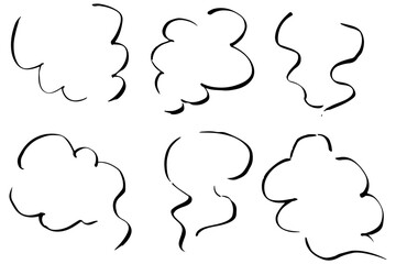 シンプルな手描きの湯気イラスト素材　ベクター