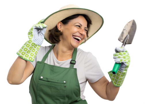 Happy gardener enjoying her time in the garden