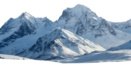 Majestic snow covered mountains under clear skies