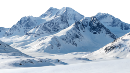 Snow covered mountain range in winter landscape