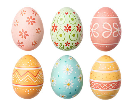Creative arrangement of decorated Easter eggs