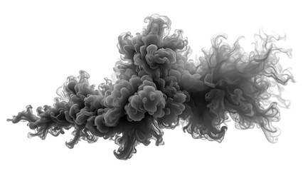 An isolated smoke plume is dense and detailed, resembling a cloud of pollution billowing smoke against a white background