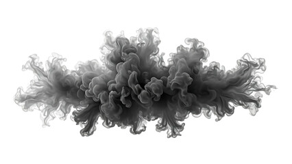An isolated smoke plume is dense and detailed, resembling a cloud of pollution billowing smoke against a white background