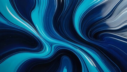 Deep sapphire blue and shimmering cyan blend in a mesmerizing liquid motion, creating an intense, glowing abstract composition with rich textures
