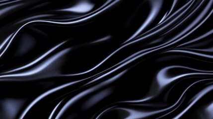 Obraz premium Black Satin Drape Texture Close Up - Luxurious black satin fabric, smooth curves, elegant folds, rich texture, dark sheen. Symbolizing: mystery, elegance, luxury, sophistication, allure
