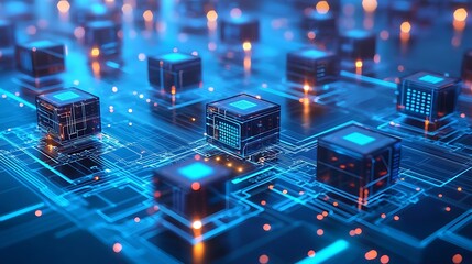 Circuit board electronic lines on blue, representing engineering and technology concepts