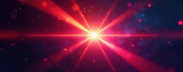 Fototapeta premium Intense light flares, crossing beams, shiny optical highlights, design, art, shiny light